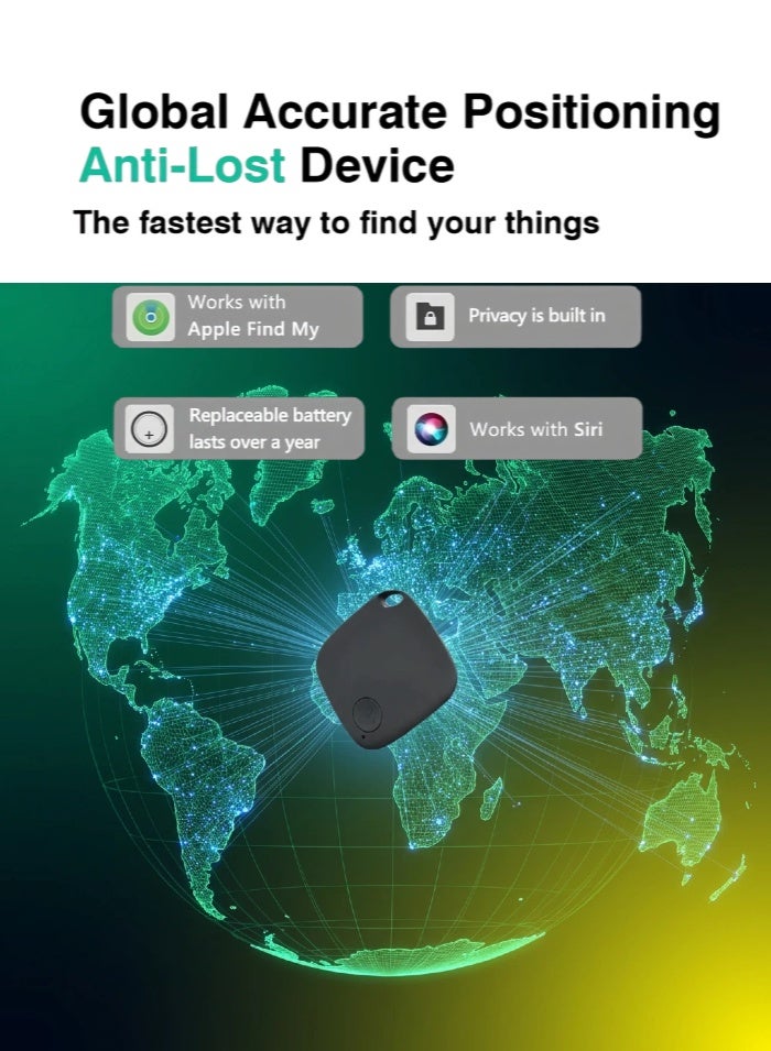  أورا سيليكت جهاز تتبع ذكي، جهاز تحديد موقع المفاتيح اللاسلكي يعمل مع Apple Find My (iOS فقط)، إنذار مضاد للضياع، حماية الخصوصية، جهاز تحديد موقع عن بعد للأطفال والحيوانات الأليفة والحقائب والمفاتيح والمحافظ والأمتعة والمزيد - أسود (عبوة واحدة) - Image 2